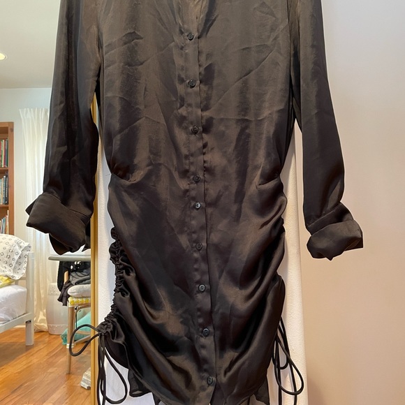 Zara Black Satin Rushed Mini Dress😉 - Picture 7 of 7